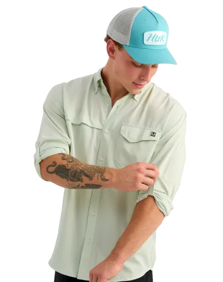 Huk Men's TidePoint LS Shirt Pale Algae