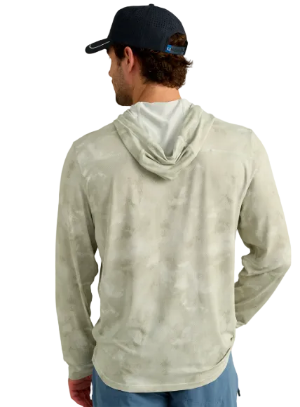 Huk Men's Watershed Printed Button Up Hooded Shirt Seagrass