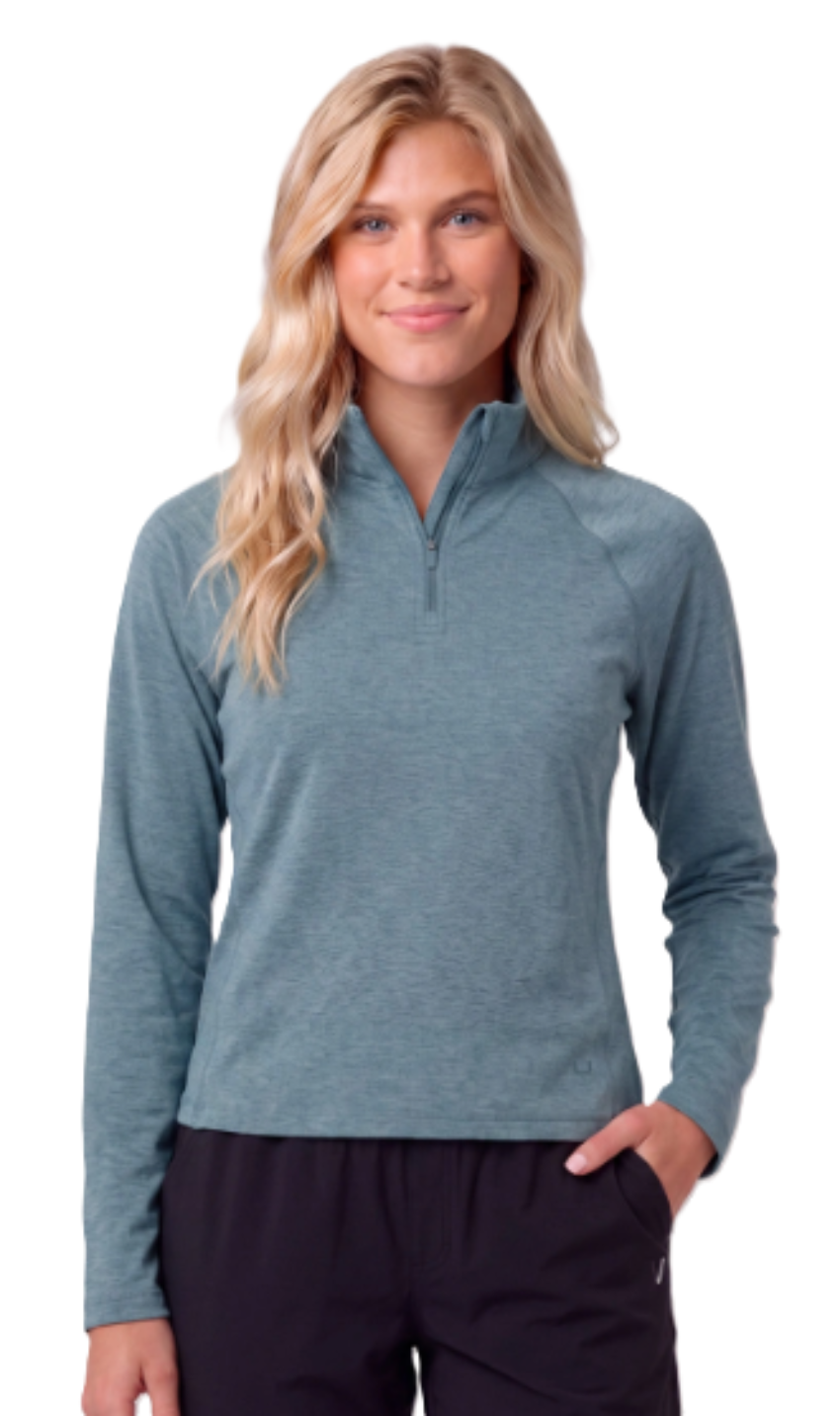 Huk Women's Coldfront Fleece 1/2 Zip PulloverAqua Haze Heather