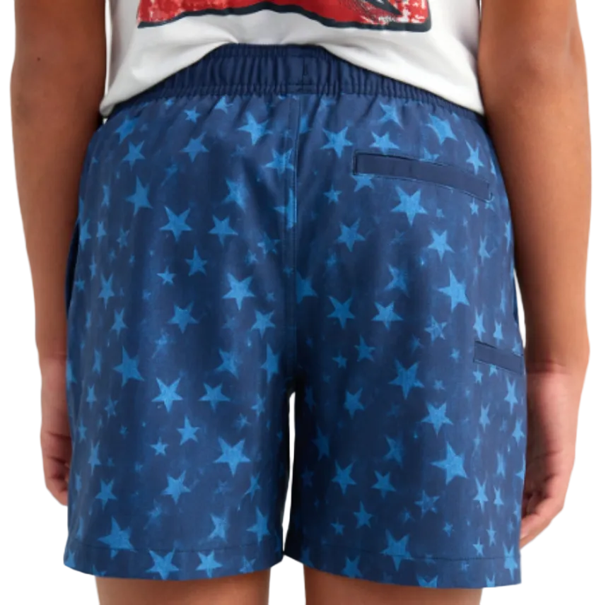 Huk Youth's Volley Shorts Pursuit USA Printed Navy