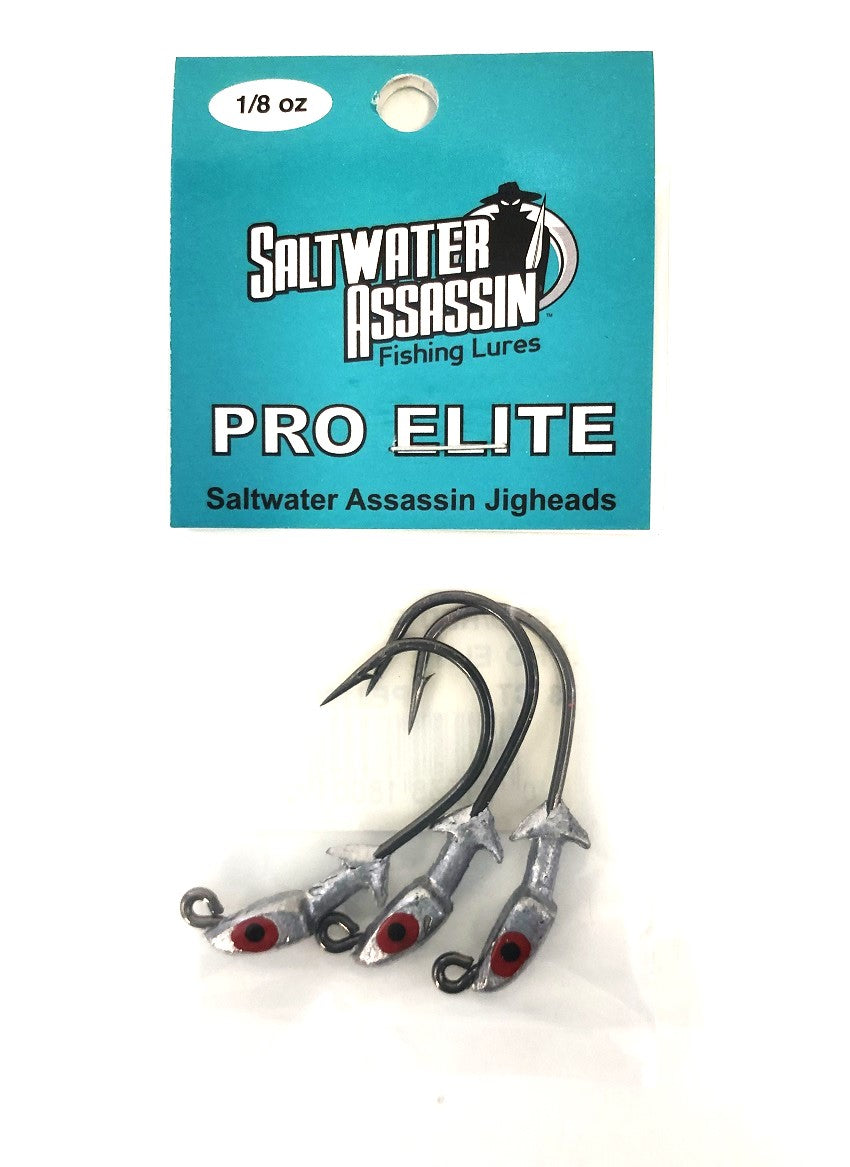 Saltwater Assassin Pro Elite Jigheads Lead Red Eye 1/8oz 3pk