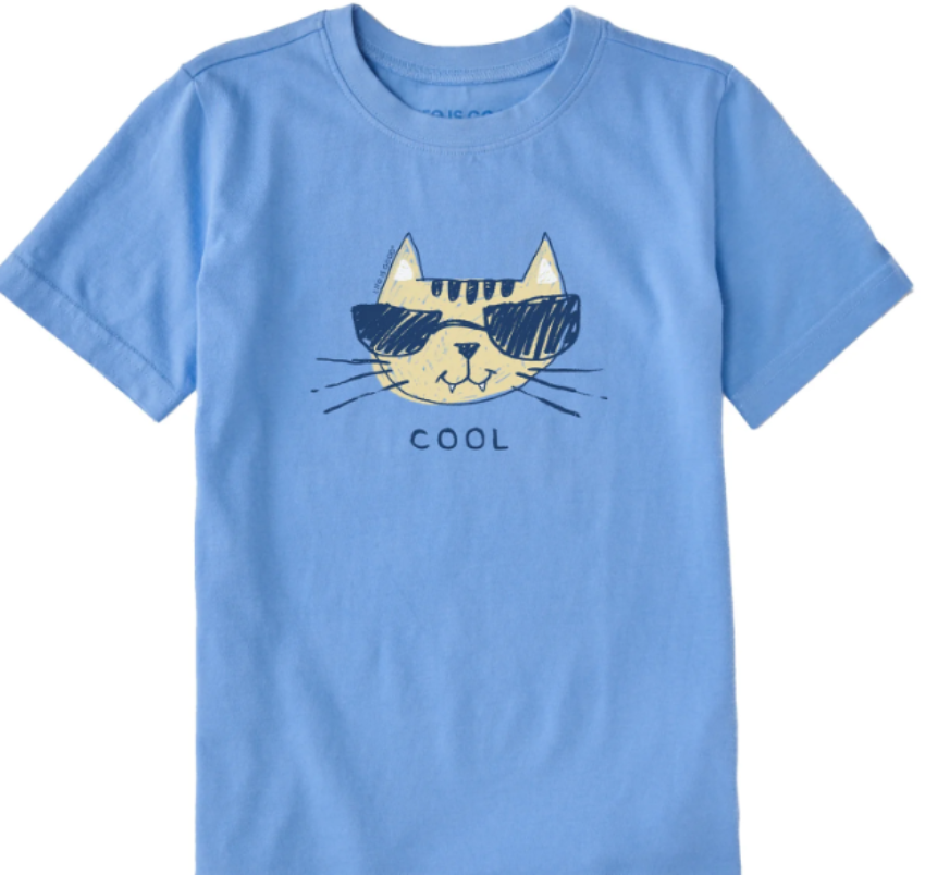 Life is Good Cool Cat SS Crusher Tee Cornflower Blue