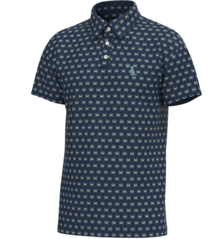 Local Boy Men's Dirty Myrtle Polo Blue Crab