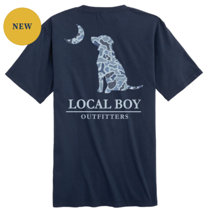 Local Boy Men's Distressed LCF Cobalt Dog and Moon SS Tee China Blue