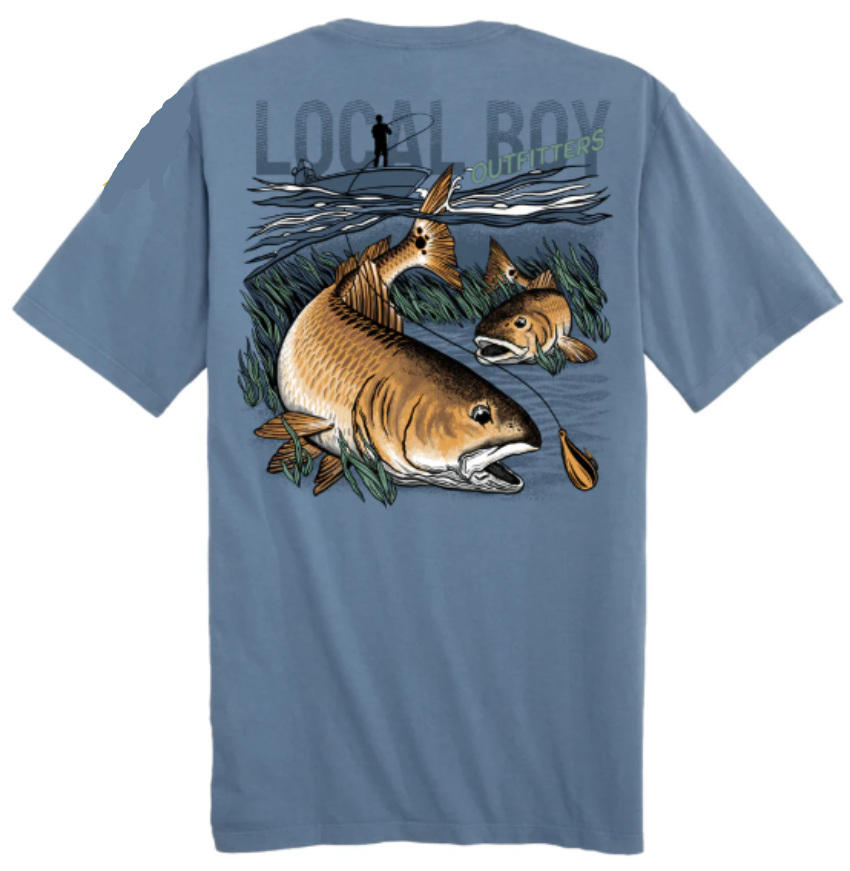 Local Boy Men's Redfish Hook SS Tee Slate