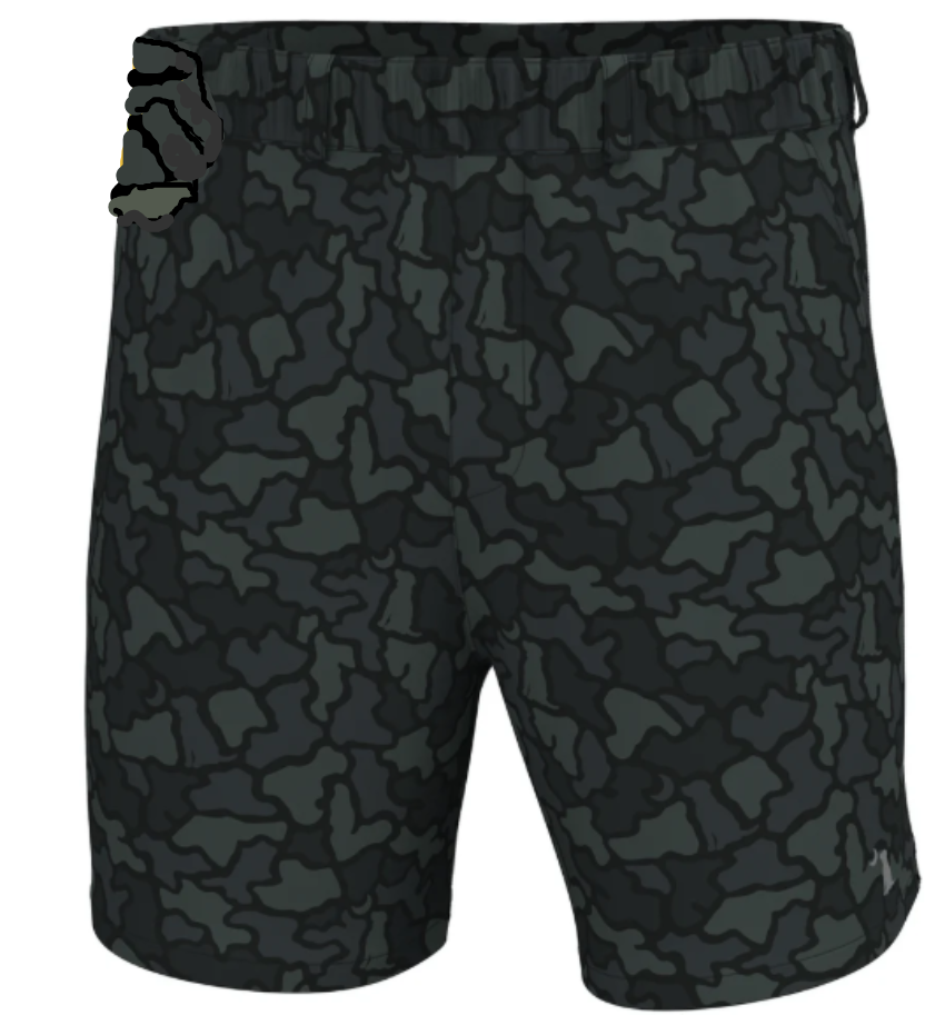 Local Boy Men's Volley Shorts Black Dog and Moon Camo