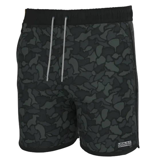 Local Boy Men's Wando Swim Trunks Black Saltwater Camo
