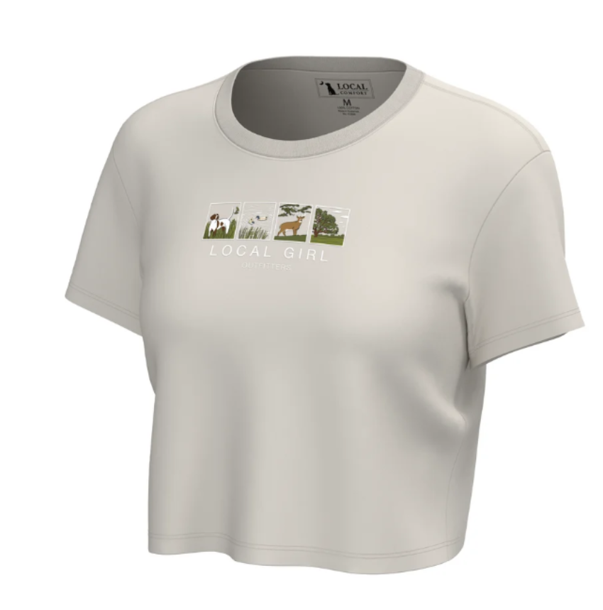 Local Girl Women's In the Wild Graphic Crop SS T-Shirt Silver