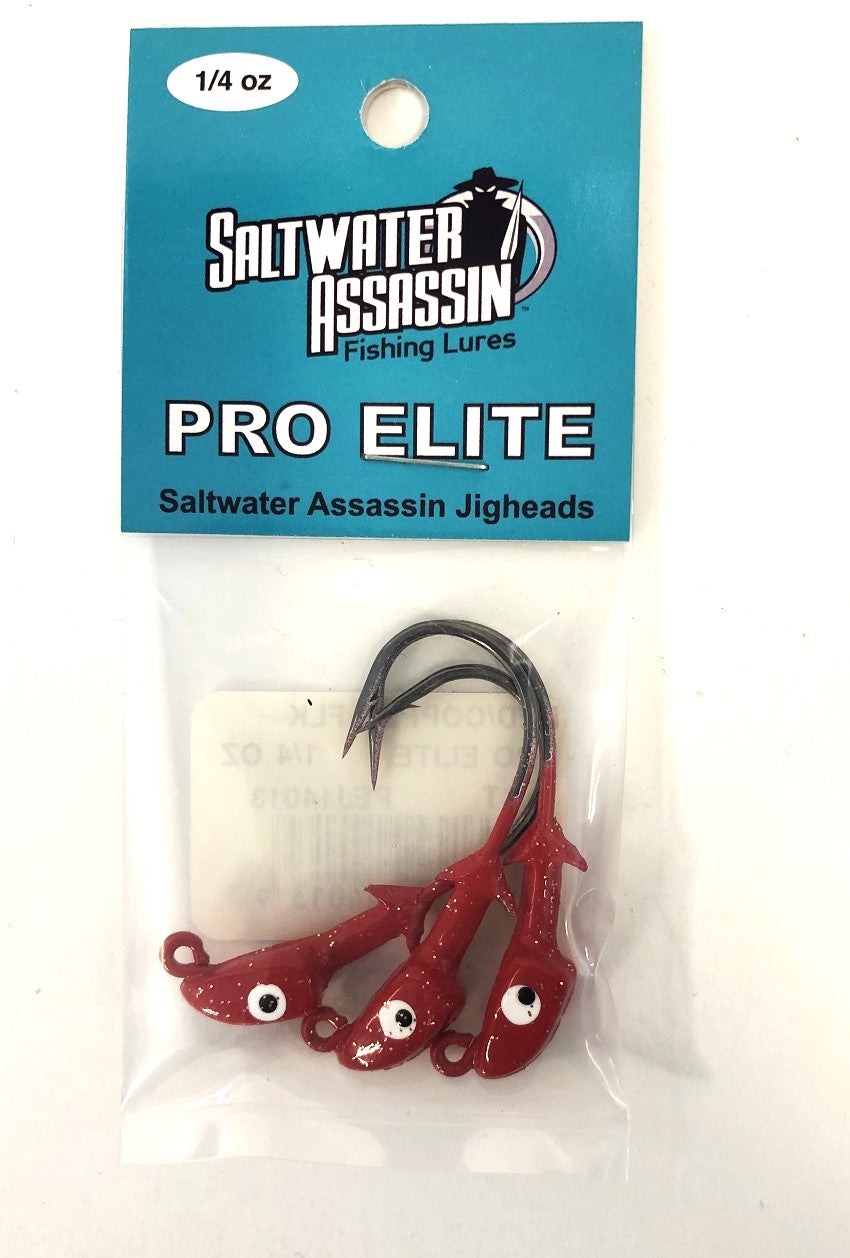 Saltwater Assassin Pro Elite Jigheads Red/Copper 1/4oz 3pk