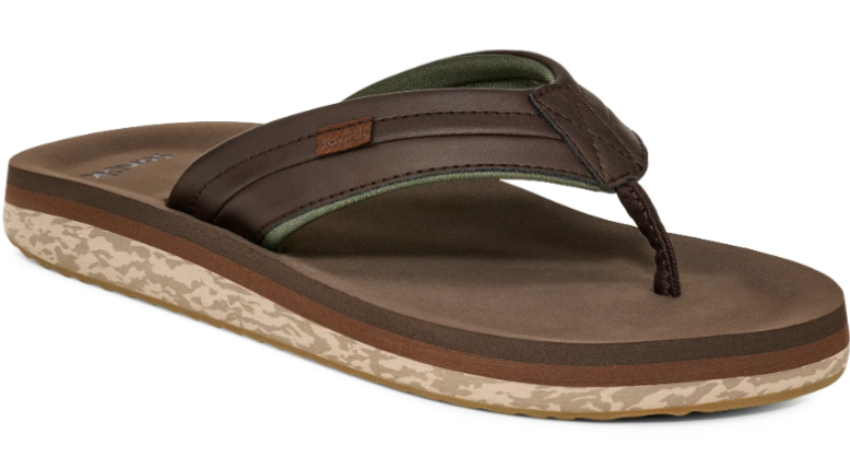 Sanuk Men's Tiderush Flip Flop Dark Brown