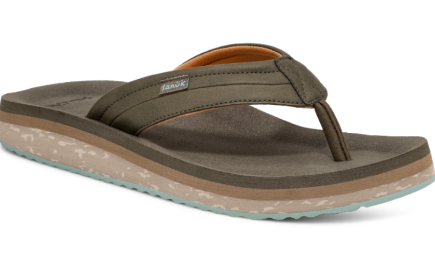 Sanuk Men's Tiderush Flip Flop Olive