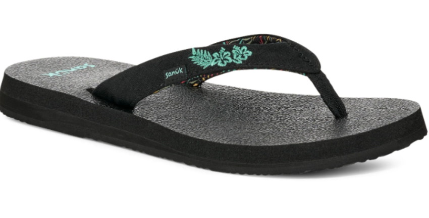 Sanuk Women's Yoga Paradise II Flip Flop Black Paradise Palms