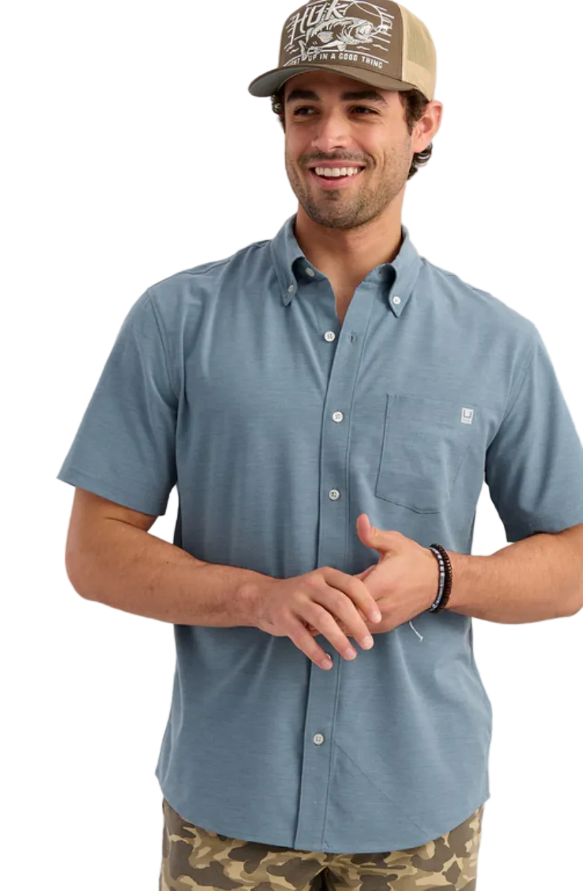 HUK Men's Kona Short Sleeve Shirt Stormy Blue