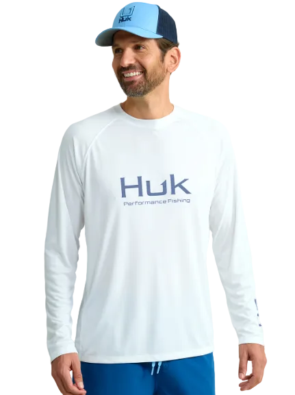 Huk Men's LS Vented Pursuit Shirt White