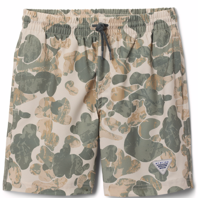 Columbia Boy's PFG Rambler Printed Water Shorts Dark Stone