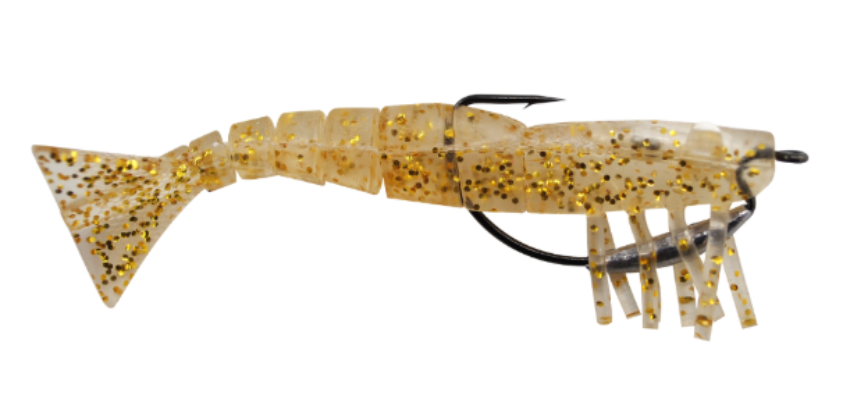 Vudu Weedless Shrimp Gold Glitter 3 1/2 " 2pk