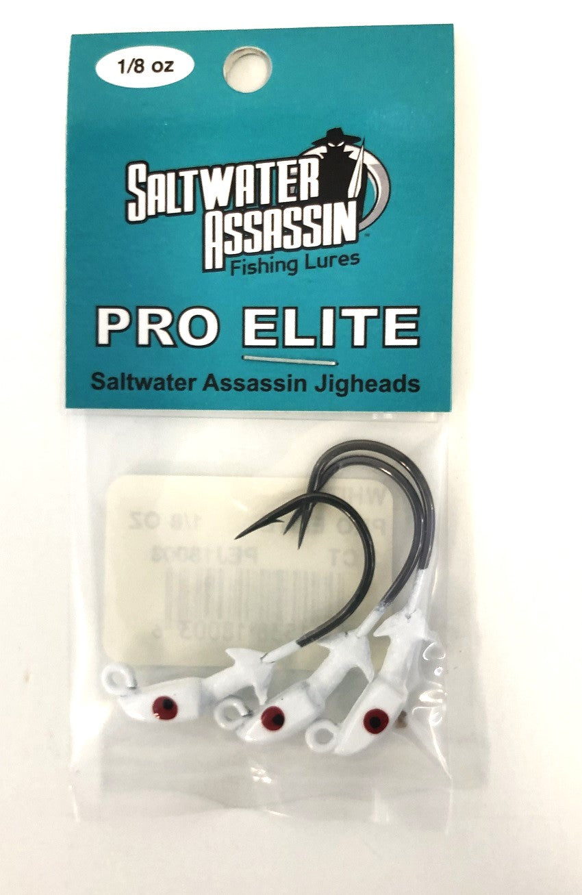 Saltwater Assassin Pro Elite Jigheads White 1/8oz 3pk