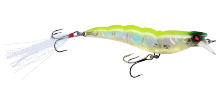 YO-ZURI Crystal 3D Shrimp 3-1/2" Luminescent Aurora Chartreuse