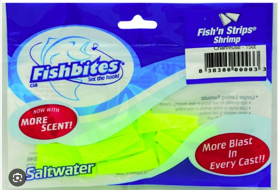 Fishbites Fish'n Strips Chartreuse Shrimp 0003