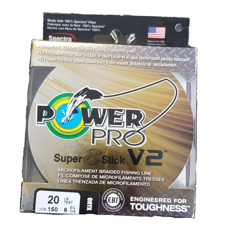 Power Pro Super 8 Slick V2 Onyx 20 lb 150 yds Braided Fishing Line Power Pro Super 8 Slick V2 Onyx 20 lb 150 yds Braided Fishing Line