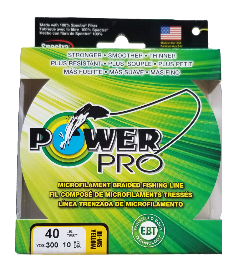 Power Pro Spectra Braided Fishing Line - Hi-Vis Yellow 300 Yard Spool, 8LB Test