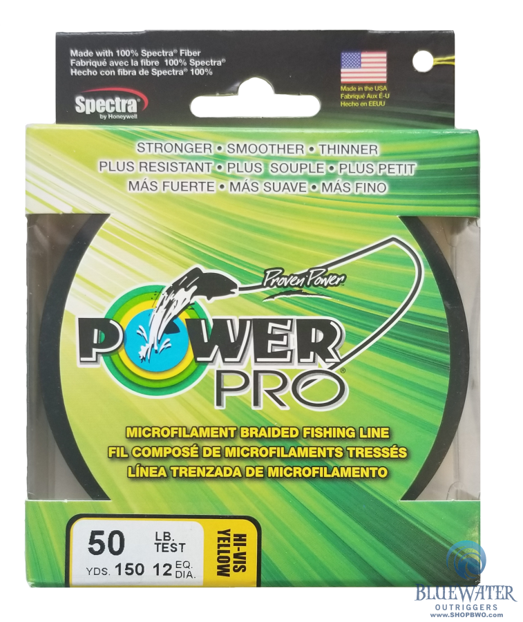 50 braided fishing line Power Pro Hi-Vis Yellow 50 lb 150 yds Braided Fishing Line