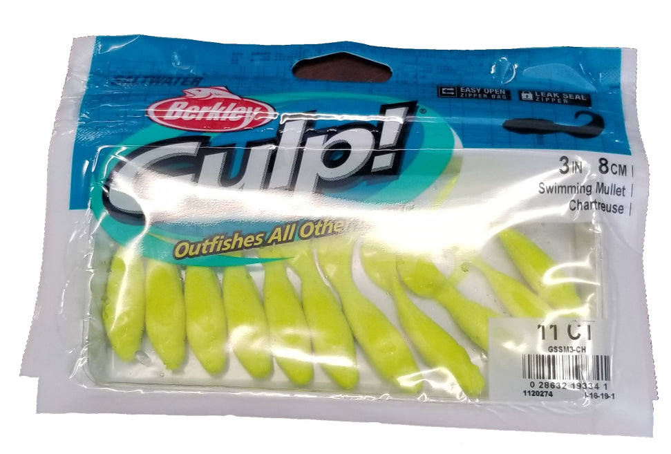 Berkley Gulp! Swimming Mullet Chartreuse 3"