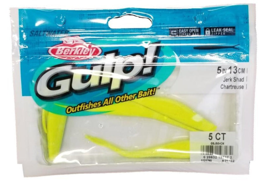 Berkley Gulp! Jerk Shad Chartreuse 5"