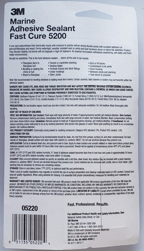 3M Marine Adhesive Sealant Fast Cure 5200 05220
