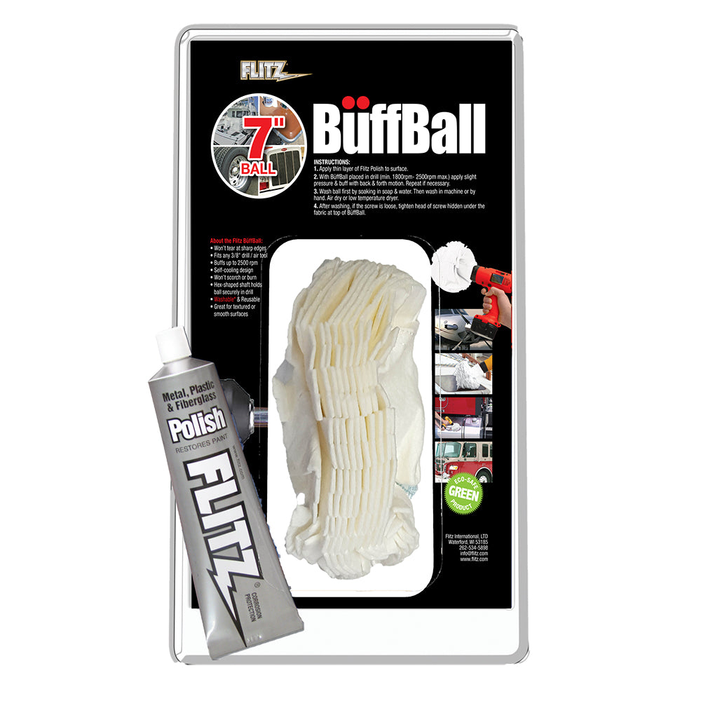 Flitz Buff Ball - Super Mini 2 - White w/1.76oz Tube Flitz Polish