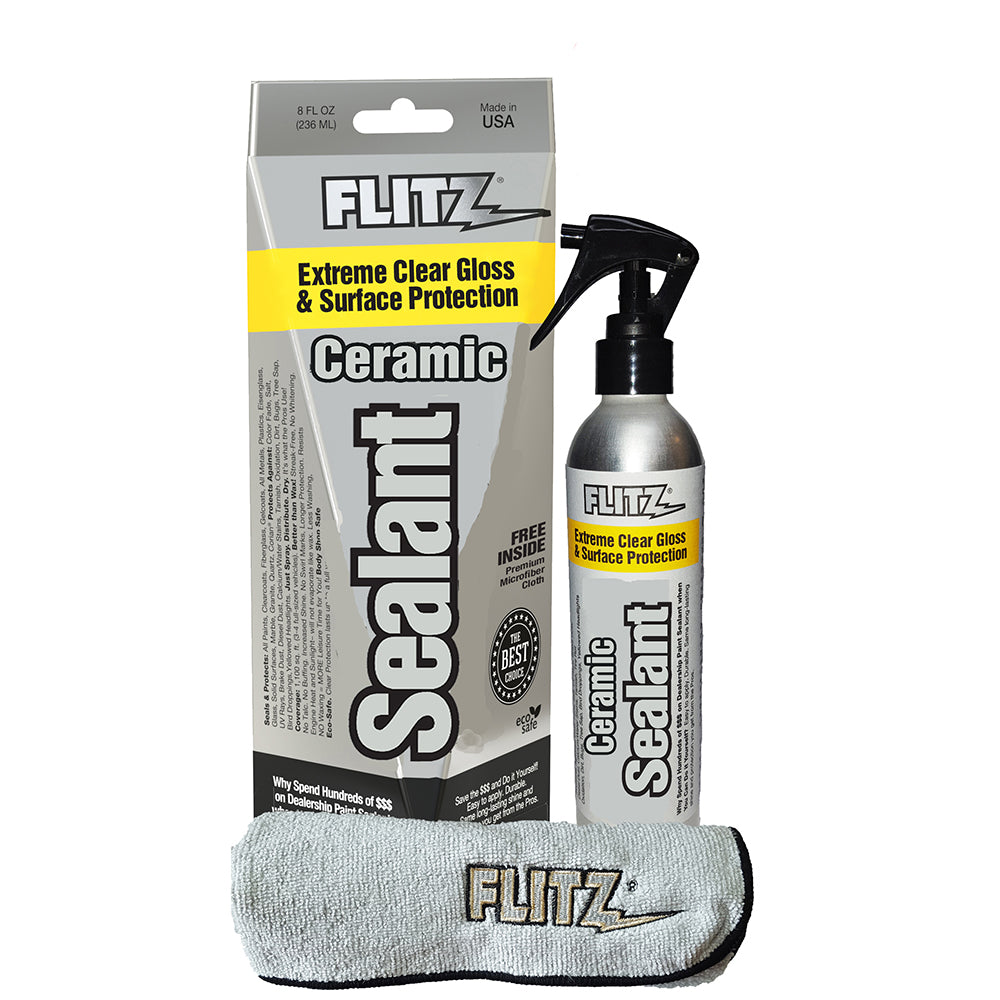 Flitz Ceramic Sealant Spray Bottle wMicrofiber Polishing Cloth 236ml8oz CS 02908