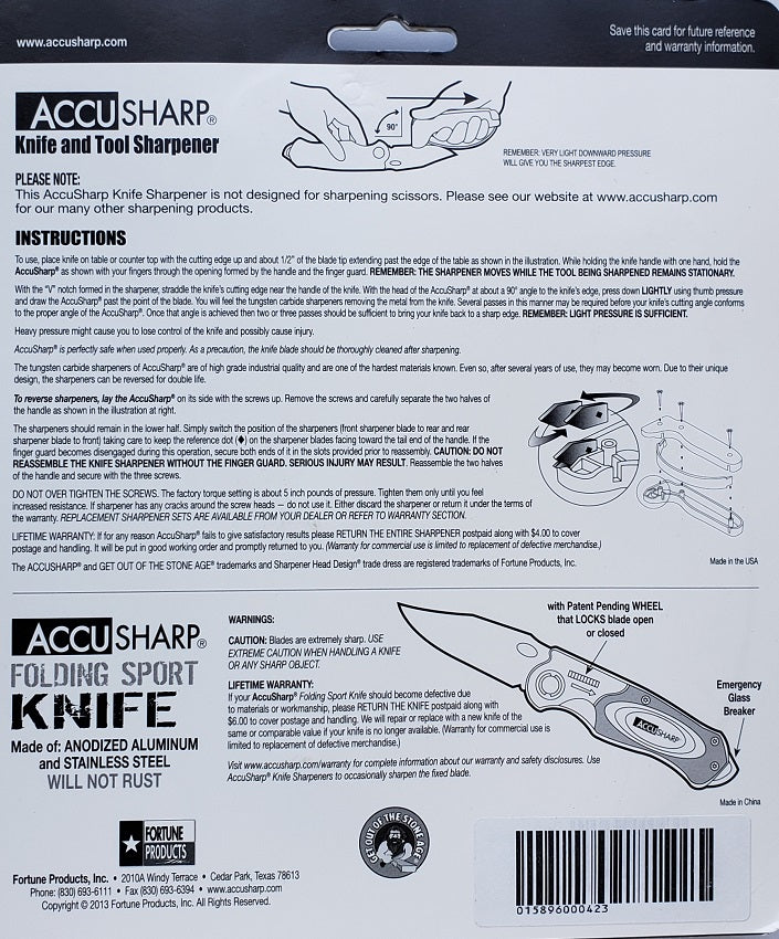 AccuSharp Knife and Tool Sharpener and Sport Knife Combo Pack
