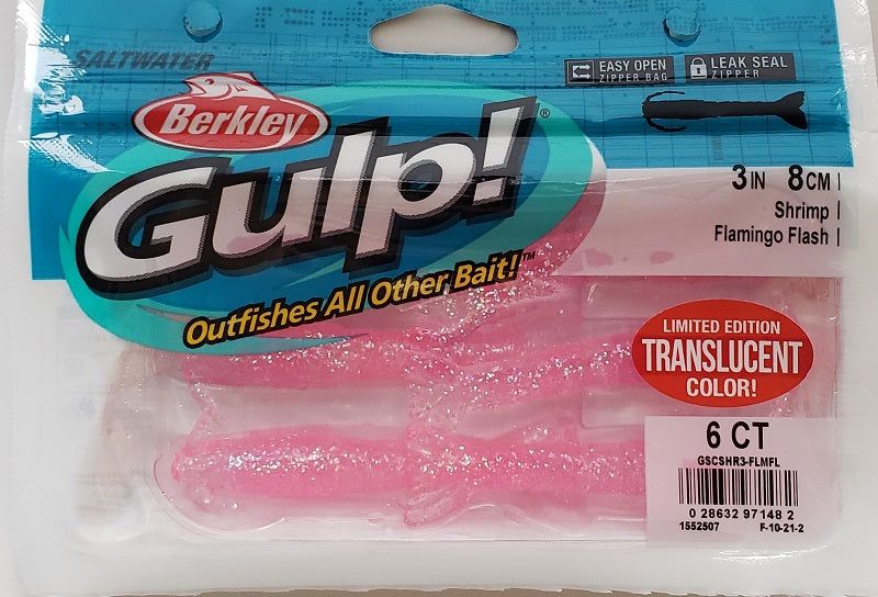 Berkley Gulp! Translucent Shrimp Flamingo Flash 3" 6pk