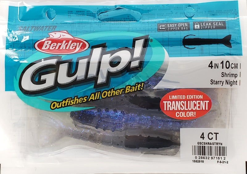 Berkley 4 Translucent Gulp! Shrimp- Starry Night