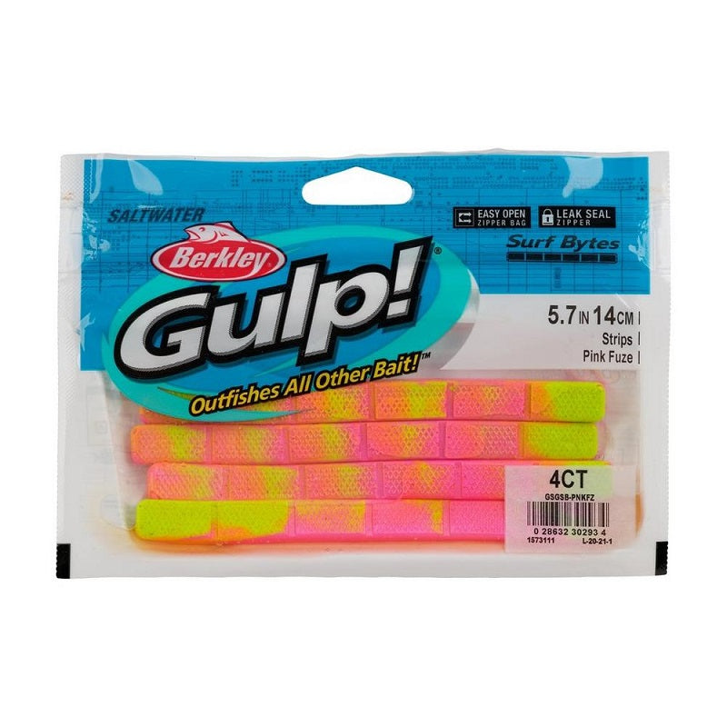 Berkley Gulp! Surf Bytes Strips Pink Fuze 5.7" 4pk