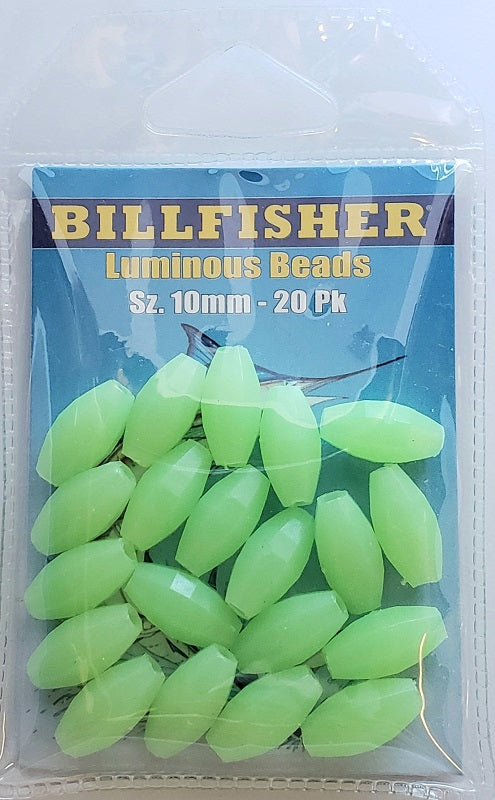 Billfisher Luminous Glow Green Beads 10mm 20pk