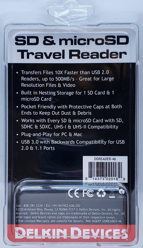 Delkin Devices SD & Micro SD Travel Reader DDREADER-46