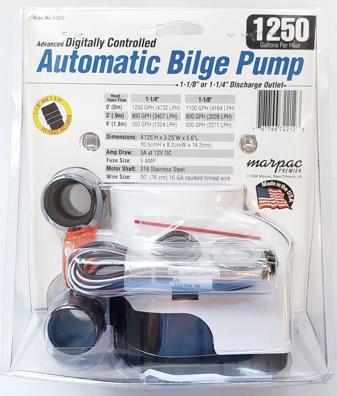 Marpac Digitally Controlled Automatic Bilge Pump 1250GPH 7-2212
