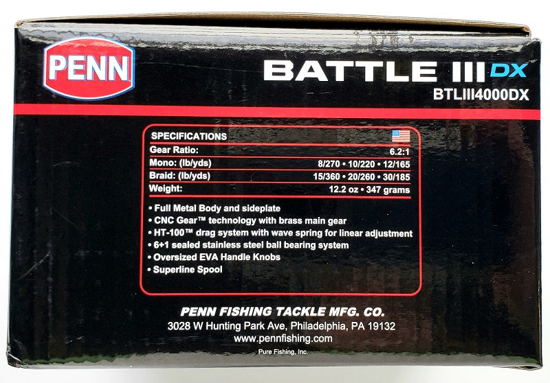 Penn Battle III 4000DX Spinning Reel BTLlll4000DX