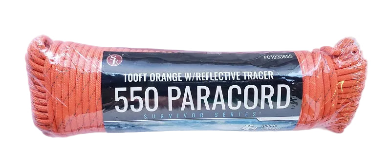 SE Survivor Series 550 Orange w/Reflective Tracer Paracord 100ft PC103OR55