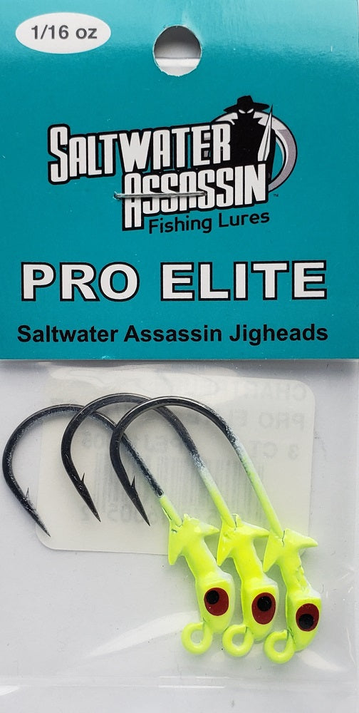 Saltwater Assassin Pro Elite Jigheads Chartreuse 1/16oz 3pk