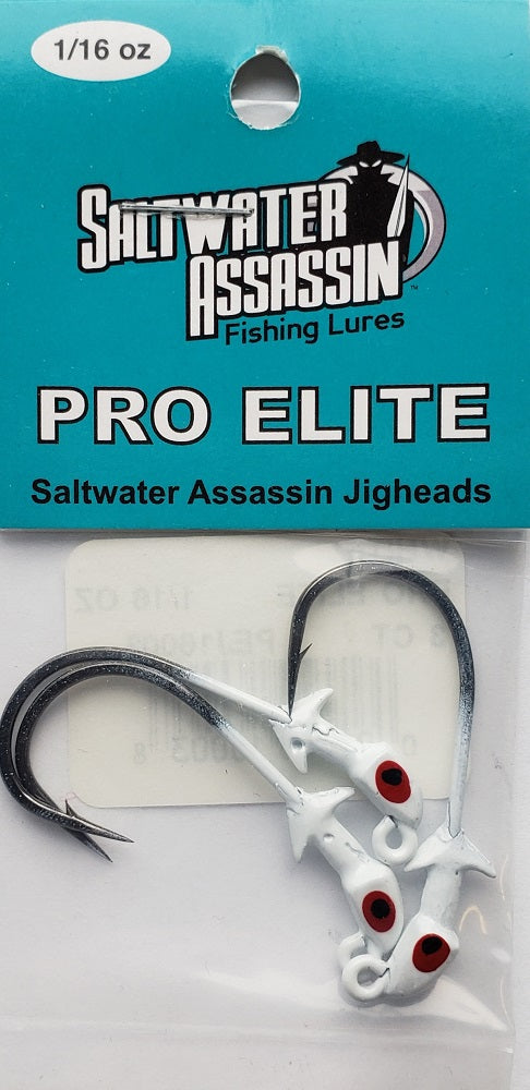 Saltwater Assassin Pro Elite Jigheads White 1/16oz 3ct PEJ16003