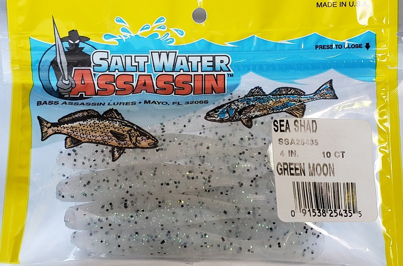 SaltWater Assassin Sea Shad Green Moon 4" 10pk