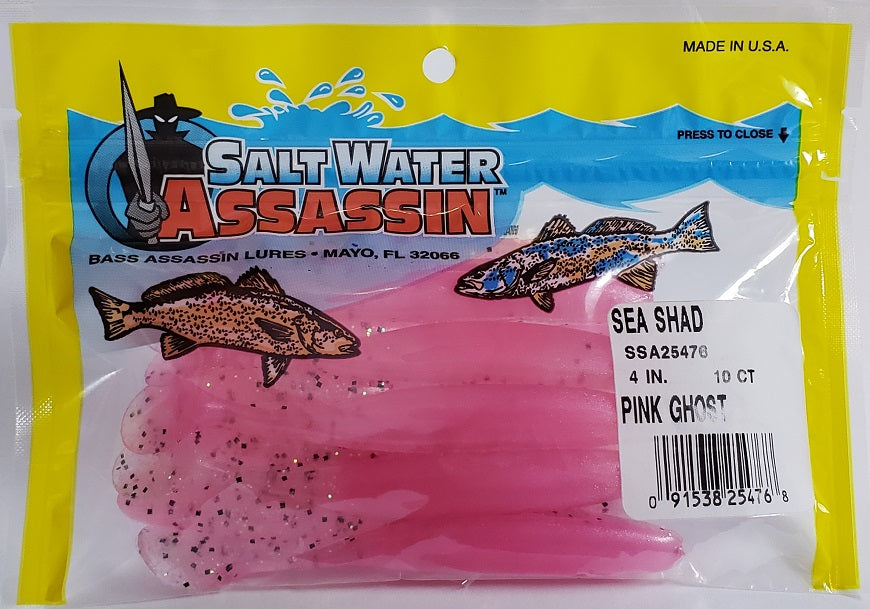 SaltWater Assassin Sea Shad Pink Ghost 4" 10pk