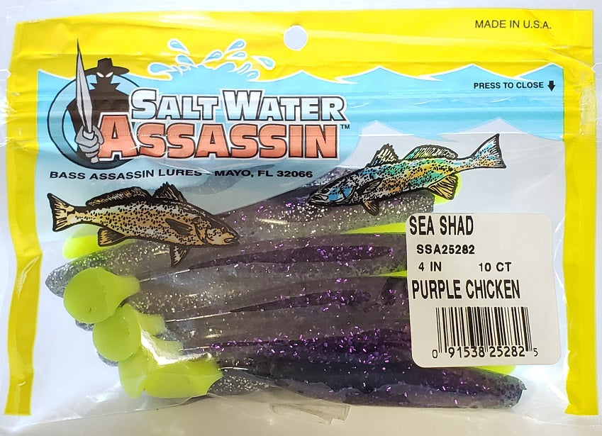 Bass Assassin Sea Shad 4 Purple Chicken