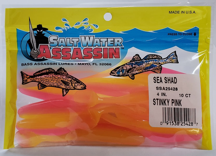 SaltWater Assassin Sea Shad Stinky Pink 4" 10pk