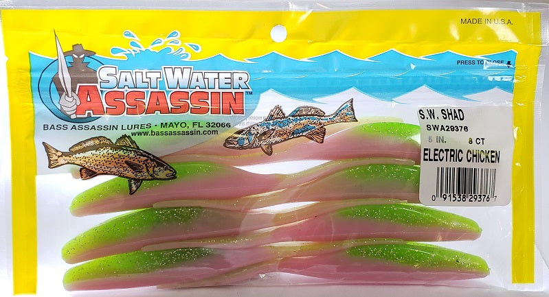 SaltWater Assassin Shad Electric Chicken 5" 8pk