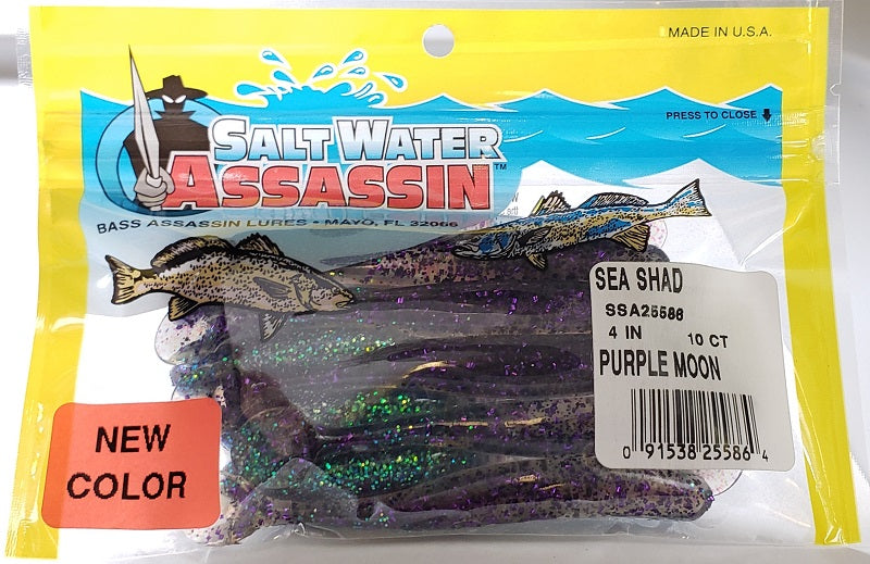 SaltWater Assassin Sea Shad Purple Moon 4" 10pk