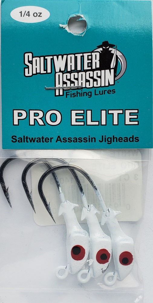 SaltWater Assassin Pro Elite Jigheads White 1/4oz 3pk