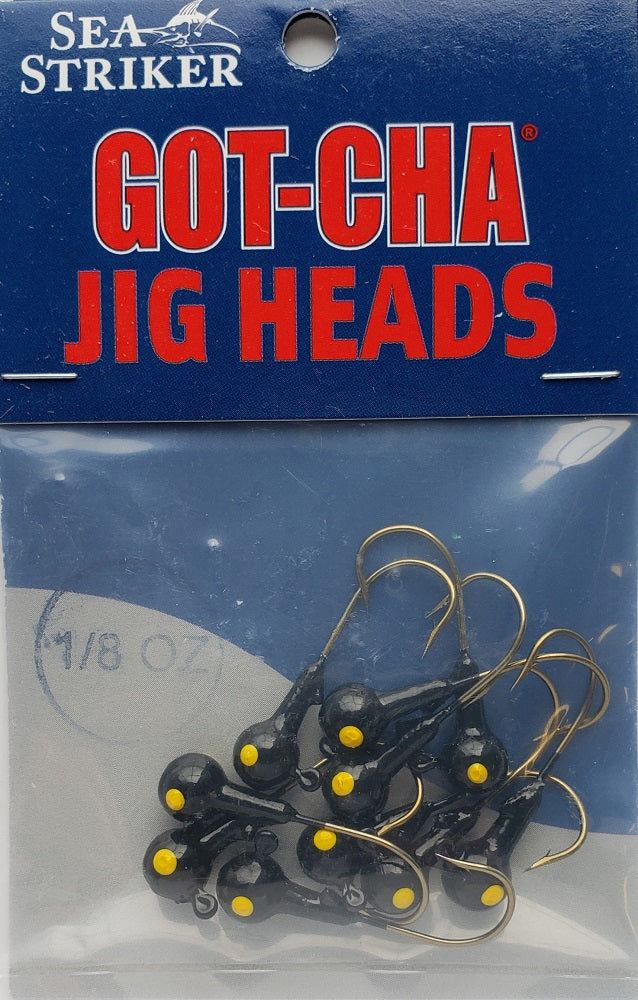 Sea Striker Got-Cha Round Jig Heads Black 1/8oz 10pk